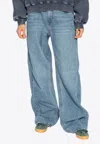 Alexander Wang Logo Embossed Wide Jeans In Blue