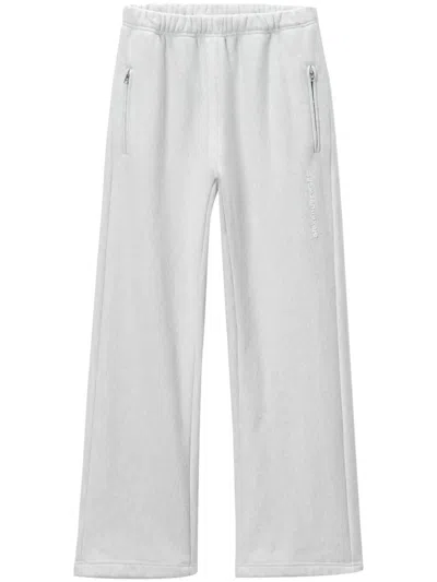 Alexander Wang Logo-embossed Wide-leg Track Pants In Grey