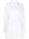 Alexander Wang Shirt Dress With Tie Waist And Logo Embroidery In White