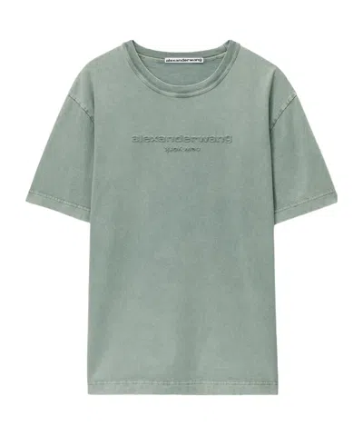 Alexander Wang Logo-embroidered Cotton T-shirt In Gray
