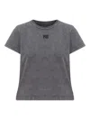 Alexander Wang Logo-embroidered Cotton Top In Gray