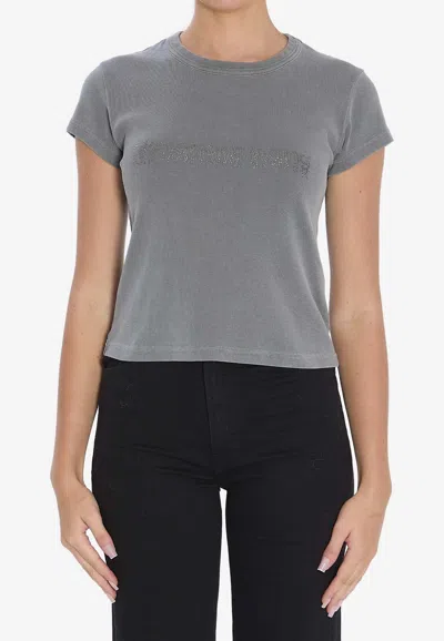 Alexander Wang Slim Fit Cropped Baby T-shirt With Graphic In Animal Print
