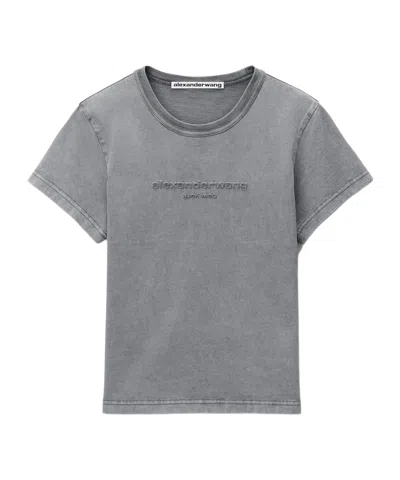 Alexander Wang Logo Embroidered Crewneck T-shirt In Gray