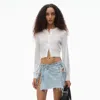 Alexander Wang Logo-embroidered Cropped Cardigan In Viscose In Soft White
