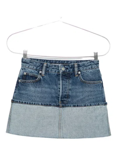 ALEXANDER WANG LOGO-EMBROIDERED DENIM MINI SKIRT