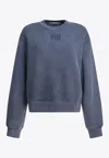 Alexander Wang Logo Embroidered Faded Sweatshirt In Blue