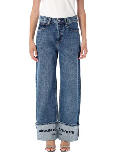 ALEXANDER WANG ALEXANDER WANG LOGO-EMBROIDERED MID-RISE JEANS
