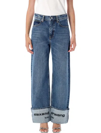 ALEXANDER WANG ALEXANDER WANG LOGO-EMBROIDERED MID-RISE JEANS
