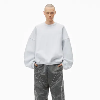 Alexander Wang Logo Embroidered Oversized Crewneck In Cotton In Light Heather Grey