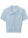 Alexander Wang Logo-embroidered Polo Cardigan In Blau