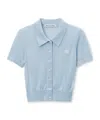 Alexander Wang Logo-embroidered Polo Cardigan In Blue