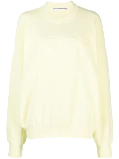 Alexander Wang Logo-embossed Fine-knit Sweatshirt In Yellow