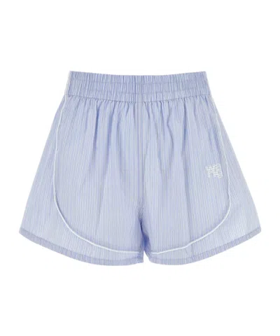 Alexander Wang Logo-embroidered Striped Shorts In Blue