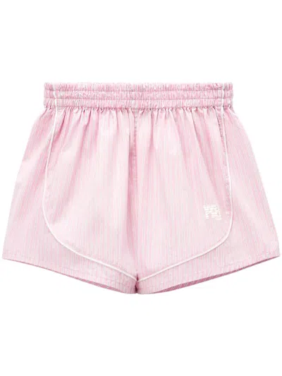 Alexander Wang Logo-embroidered Striped Shorts In Pink