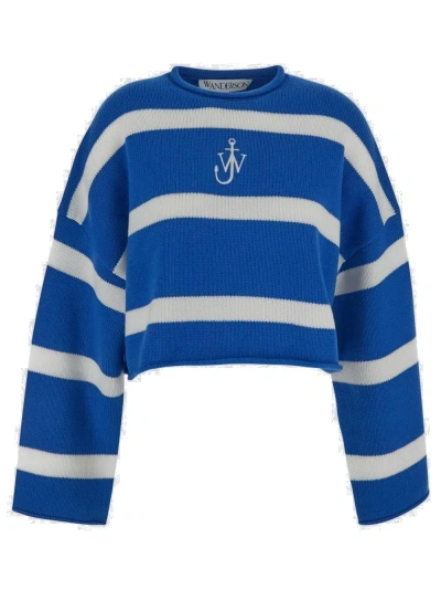 ALEXANDER WANG LOGO EMBROIDERED STRIPED SWEATER