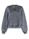 Alexander Wang Acid Washed Logo Sweatshirt In Gray