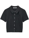 Alexander Wang Logo-embroidered Top In Charcoal