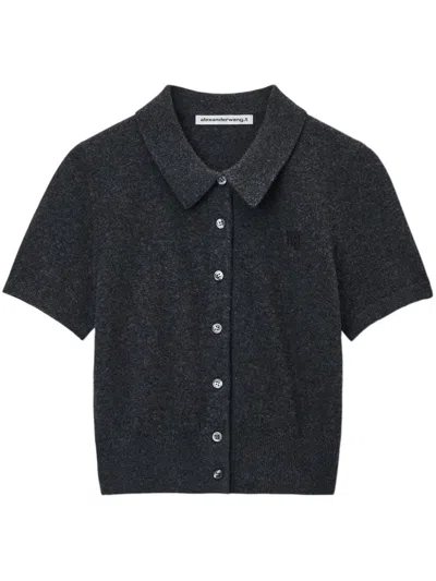 Alexander Wang Logo-embroidered Top In Charcoal