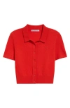 Alexander Wang Logo-embroide Polo Cardigan - Women's - Viscose In Fiery Red