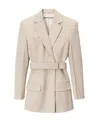 Alexander Wang Tailored Belted Blazer Dress With Logo Embroidery Feather In Nude