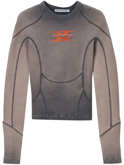 Alexander Wang Logo-embroidery T-shirt In Grey