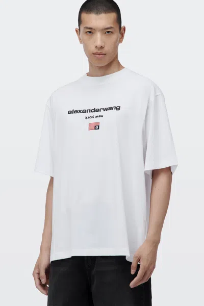 Alexander Wang Logo Graphic Short Sleeve Tee In White