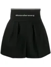 Alexander Wang High Waisted Shorts With Exposed Zipper And Logo Elastic In Black
