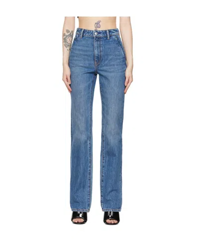 Alexander Wang Logo High-waisted Jeans In Blue