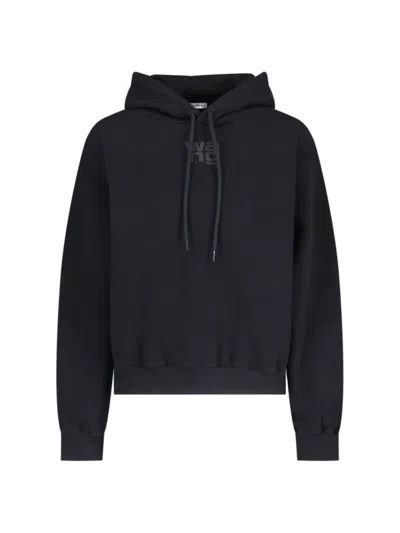 ALEXANDER WANG LOGO HOODIE - BLACK