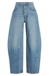 Alexander Wang Logo Hotfix Oversize Rounded Low Rise Jeans In Vintage Light Indigo