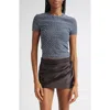 Alexander Wang Short Sleeve Round Neck Cropped Top In Gray