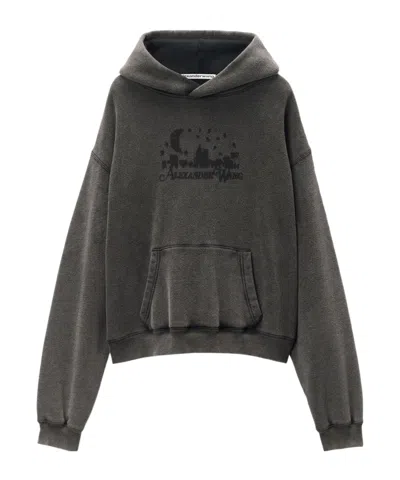 ALEXANDER WANG ALEXANDER WANG LOGO JACQUARD DISTRESSED HOODIE