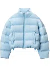 Alexander Wang Logo-jacquard Cropped Puffer Jacket In Blue