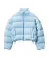Alexander Wang Logo-jacquard Cropped Puffer Jacket In Blue