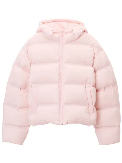 Alexander Wang Logo-jacquard Cropped Puffer Jacket In Pink