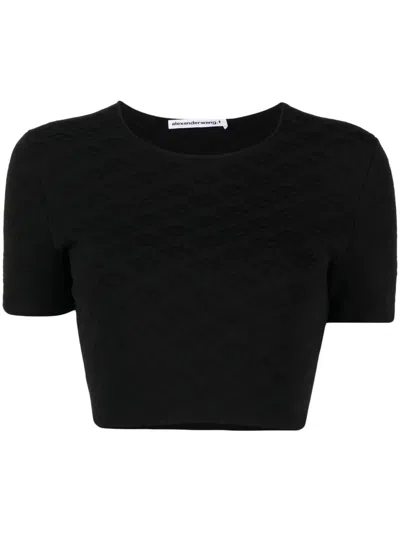 Alexander Wang Skewed Logo Polyamide Blend T-shirt In Black
