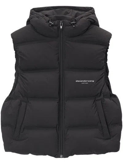 Alexander Wang Logo-jacquard Padded Gilet In Black