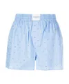 Alexander Wang Logo Jacquard Pinstriped Short Shorts In Blue