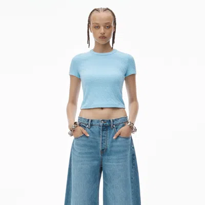 Alexander Wang Logo Jacquard Short Sleeve Baby Tee In Sky Blue