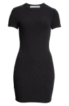 Alexander Wang Logo Jacquard Short Sleeve Body-con Minidress In Black