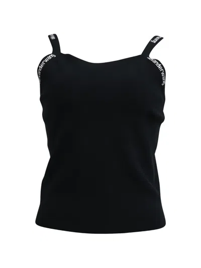 Pre-owned Alexander Wang Logo-jacquard Tank Top In Black