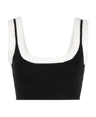 Alexander Wang Logo-jacquard Trim Cropped Top In Black