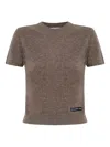 Alexander Wang Logo-label Knitted Top In Brown