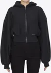 Alexander Wang Womens Faded Black Brand-patch Cropped Cotton-jersey Hoody