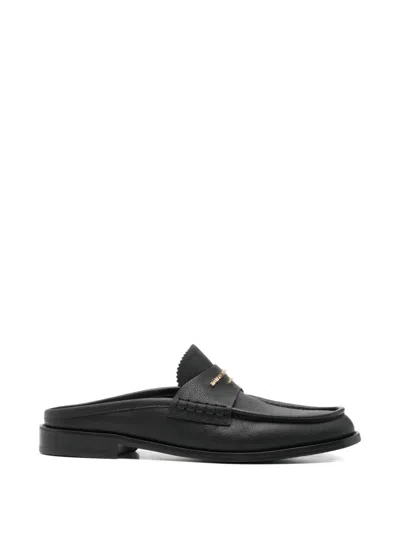 Pre-owned Alexander Wang Logo Lettering Mules In Black