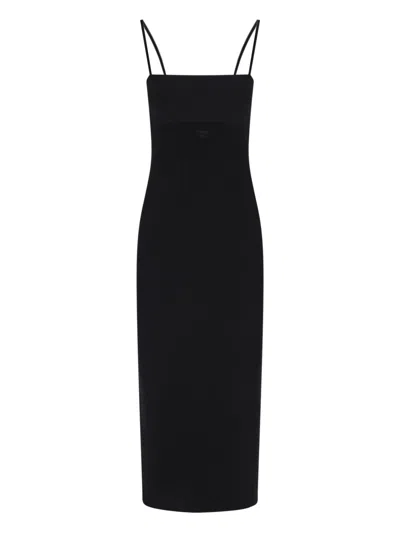 Alexander Wang Logo Midi Dress In Black