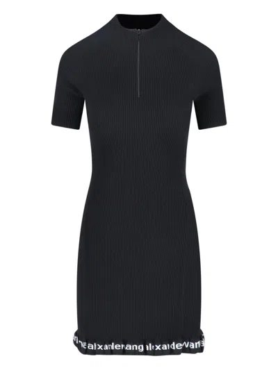 Alexander Wang Ribbed Short-sleeve Fitted Dress Clothing In Black