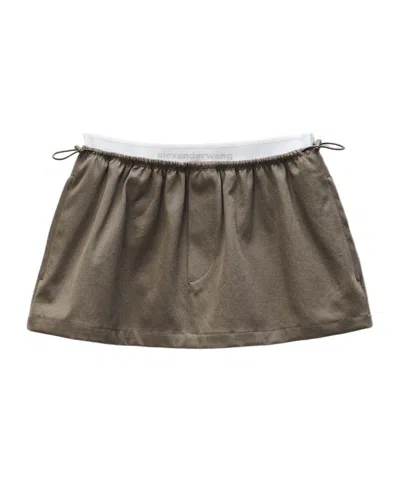 Alexander Wang Logo Miniskirt In Twill Mid-rise In Gray