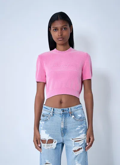Alexander Wang Logo Motif Knitted Top In Pink