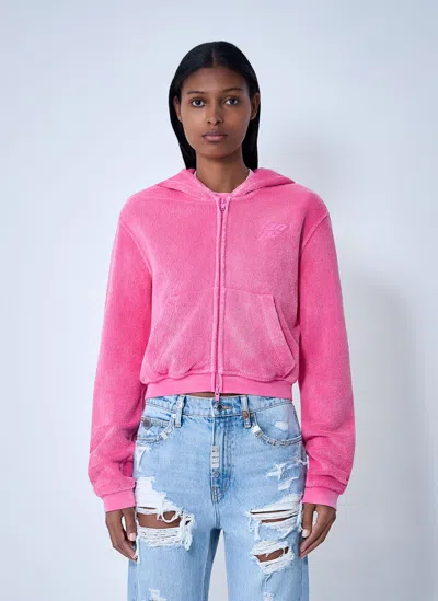 Alexander Wang Logo Motif Zip-up Sweatshirt In White